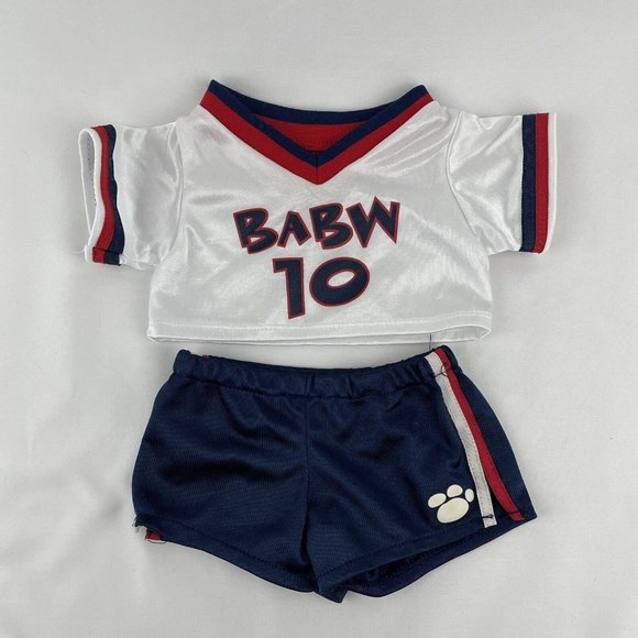 Build A Bear Clothes Football Uniform Jersey Shorts Helmet Cleats Red Blue BABW - Picture 2 of 8